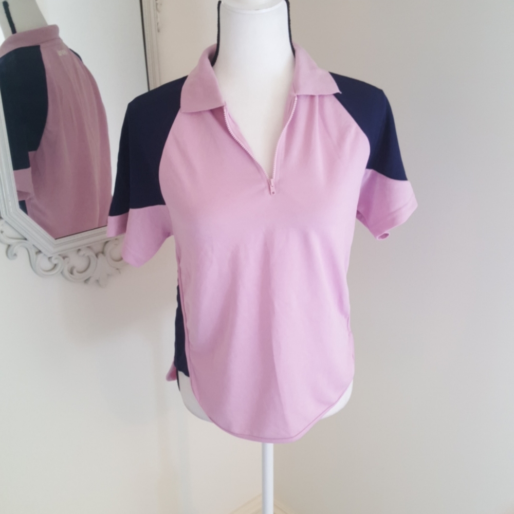 Fitness top navy-pink sz SMALL